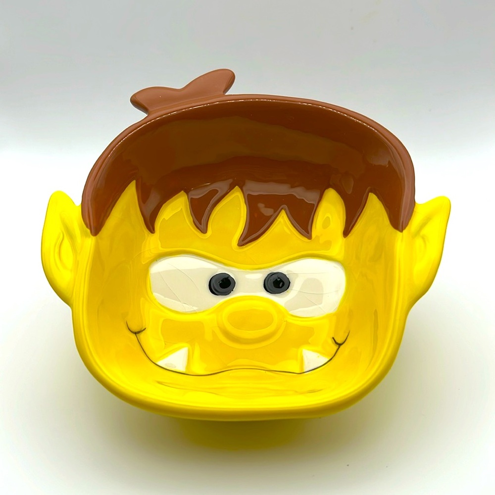 FRESH DECOR MONSTER YELLOW FACE CANDY DIP BOWL HALLOWEEN 🎃